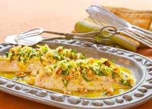 Oven-Baked Salmon with Walnutty Gremolata Sauce